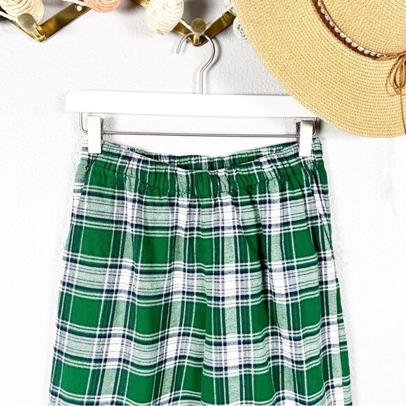 Eberjey Flannel Long PJ Pajama Set Green Tartan Plaid Cotton Womens Size Small - Picture 9 of 13